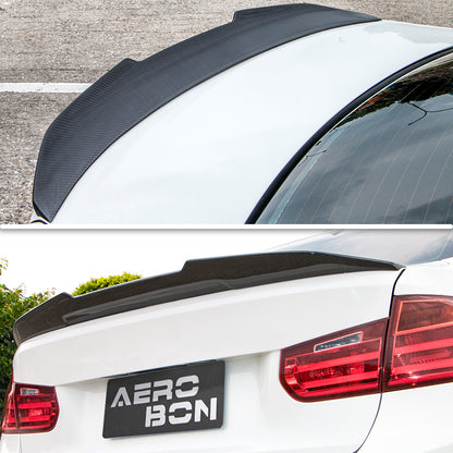 AeroBon Real Carbon Fiber Trunk Spoiler Compatible with 2013-2018 BMW 3 Series F30 Sedan F80 M3 Rear Spoiler (H Style) High Kick