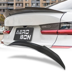 AeroBon Real Carbon Fiber Trunk Spoiler Compatible with 2019-2025 BMW 3 Series G20 Sedan G80 M3 Spoiler (H Style) High Kick