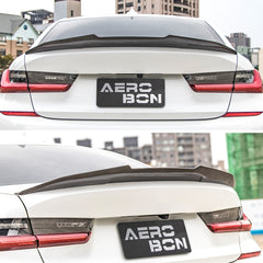 AeroBon Real Carbon Fiber Trunk Spoiler Compatible with 2019-2025 BMW 3 Series G20 Sedan G80 M3 Spoiler (H Style) High Kick