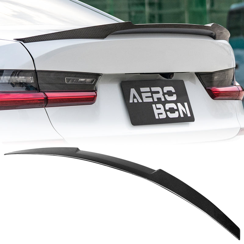AeroBon Real Carbon Fiber Trunk Spoiler Compatible with 2019-2026 BMW 3 Series G20 Sedan M3 G80 Rear Spoiler (MV Style) Motorsport Version