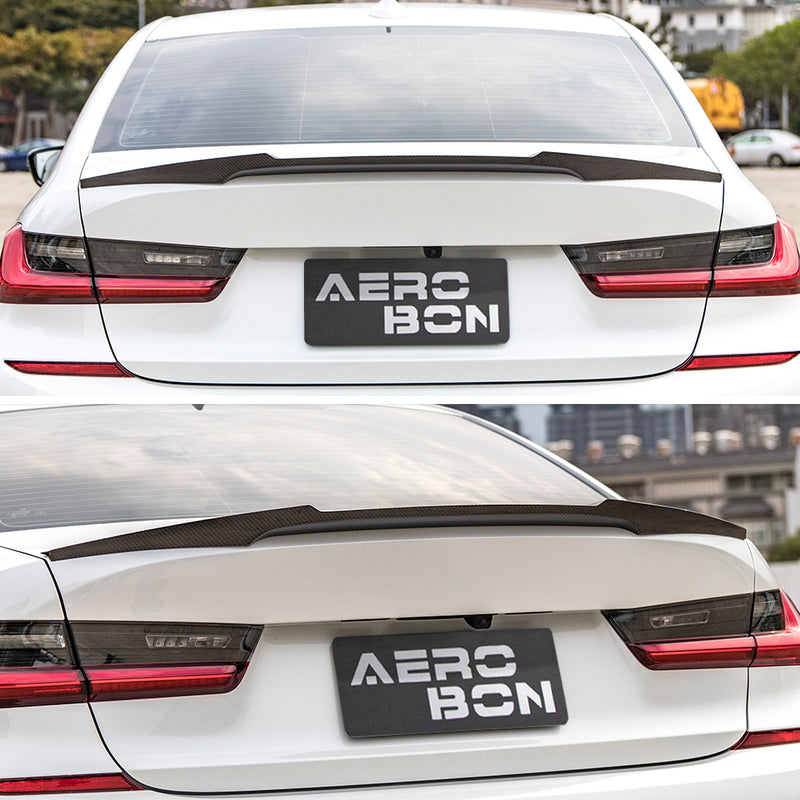 AeroBon Real Carbon Fiber Trunk Spoiler Compatible with 2019-2026 BMW 3 Series G20 Sedan M3 G80 Rear Spoiler (MV Style) Motorsport Version