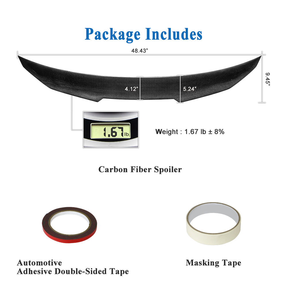 AeroBon Real Carbon Fiber Trunk Spoiler Compatible with 2021-2025 BMW 4 Series G26 Gran Coupe and G26 i4 Spoiler (H Style)