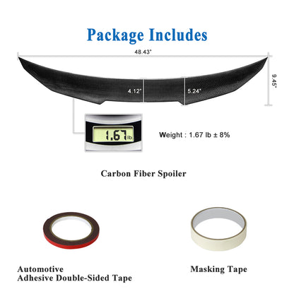 AeroBon Real Carbon Fiber Trunk Spoiler Compatible with 2021-2025 BMW 4 Series G26 Gran Coupe and G26 i4 Spoiler (H Style)