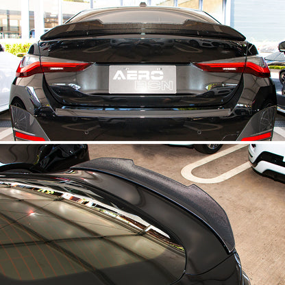 AeroBon Real Carbon Fiber Trunk Spoiler Compatible with 2021-2025 BMW 4 Series G26 Gran Coupe and G26 i4 Spoiler (H Style)