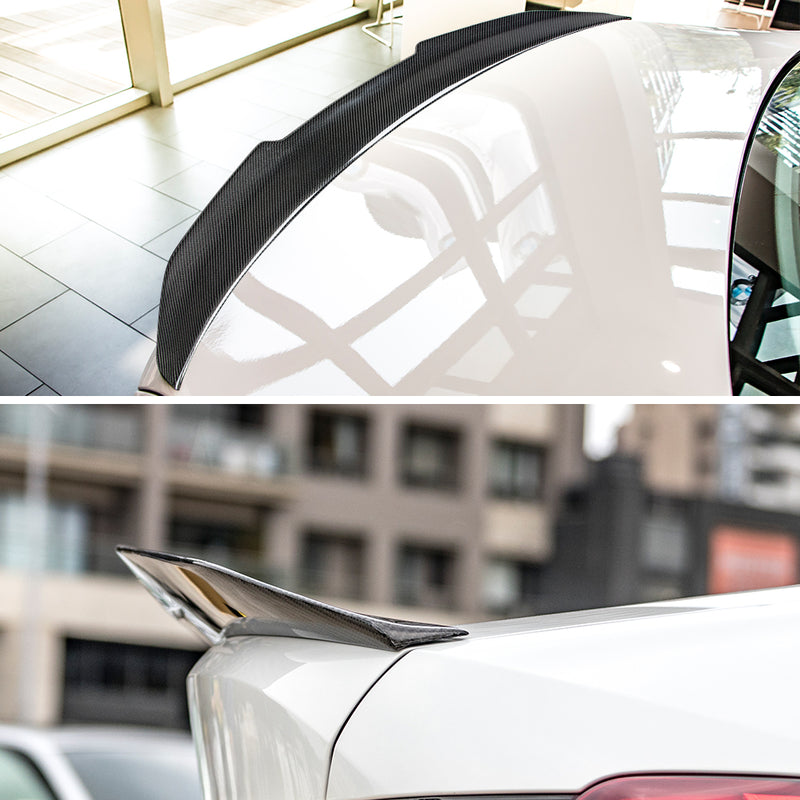 AeroBon Real Carbon Fiber Trunk Spoiler Compatible with 2017-2023 BMW 5 Series G30 Sedan F90 M5 Spoiler (H Style) High Kick