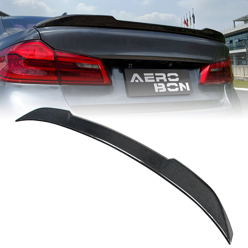 AeroBon Real Carbon Fiber Trunk Spoiler Compatible with 2017-2023 BMW 5 Series G30 Sedan F90 M5 Spoiler (CS Style) Club Sport