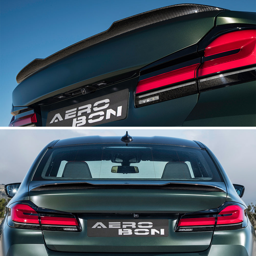 AeroBon Real Carbon Fiber Trunk Spoiler Compatible with 2017-2023 BMW 5 Series G30 Sedan F90 M5 Spoiler (CS Style) Club Sport