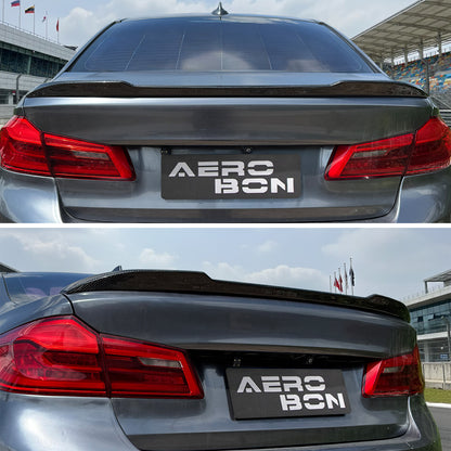 AeroBon Real Carbon Fiber Trunk Spoiler Compatible with 2017-2023 BMW 5 Series G30 Sedan F90 M5 Spoiler (CS Style) Club Sport