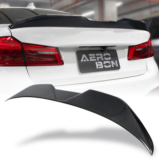 AeroBon Real Carbon Fiber Trunk Spoiler Compatible with 2017-2023 BMW 5 Series G30 Sedan F90 M5 Rear Spoiler (MP Style) Motorsport Performance