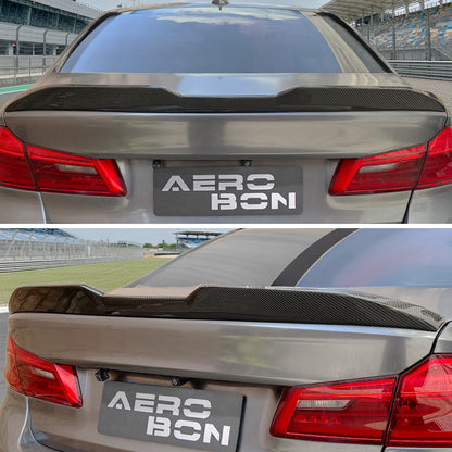 AeroBon Real Carbon Fiber Trunk Spoiler Compatible with 2017-2023 BMW 5 Series G30 Sedan F90 M5 Rear Spoiler (MP Style) Motorsport Performance