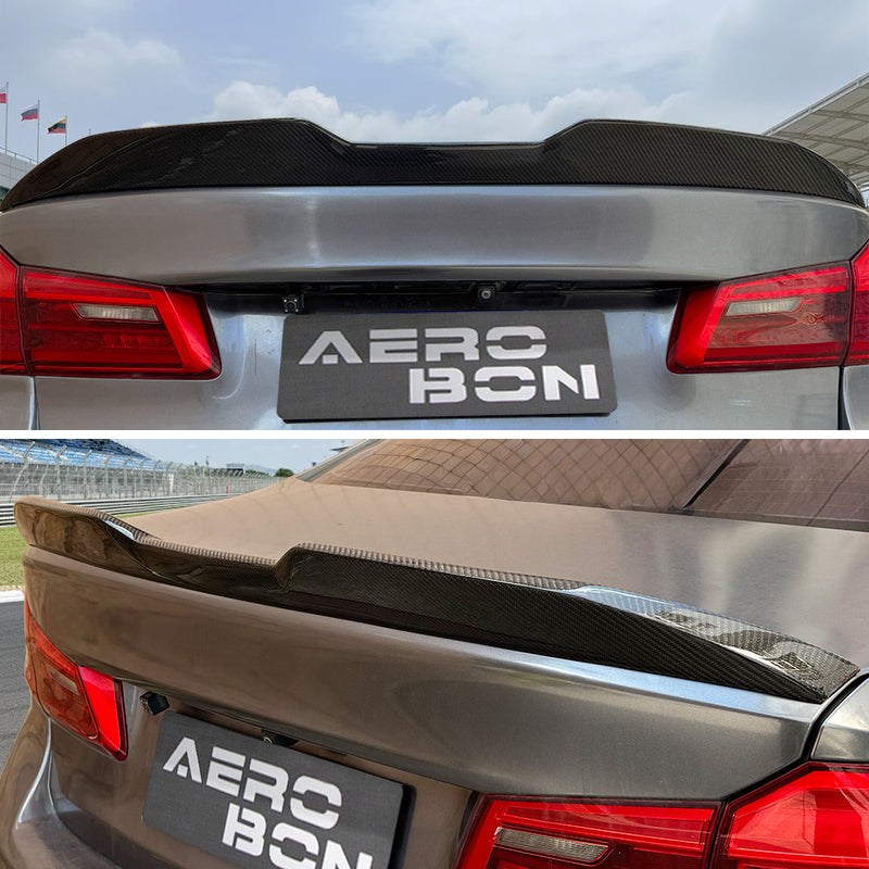 AeroBon Real Carbon Fiber Trunk Spoiler Compatible with 2017-2023 BMW 5 Series G30 Sedan F90 M5 Rear Spoiler (MP Style) Motorsport Performance