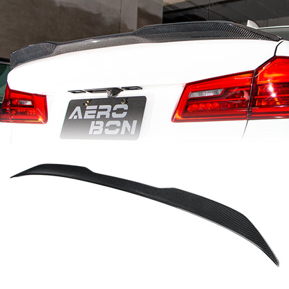 AeroBon Real Carbon Fiber Trunk Spoiler Compatible with 2017-2023 BMW 5 Series G30 Sedan F90 M5 Spoiler (CP Style) Competition Pro