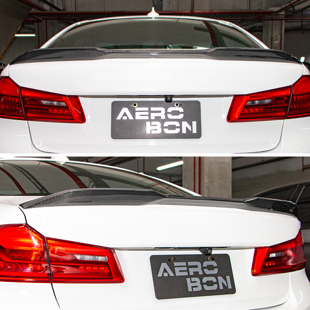 AeroBon Real Carbon Fiber Trunk Spoiler Compatible with 2017-2023 BMW 5 Series G30 Sedan F90 M5 Spoiler (CP Style) Competition Pro