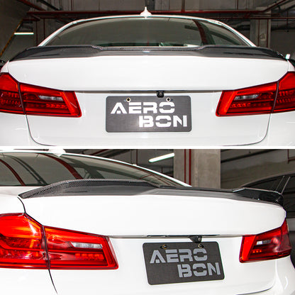 AeroBon Real Carbon Fiber Trunk Spoiler Compatible with 2017-2023 BMW 5 Series G30 Sedan F90 M5 Spoiler (CP Style) Competition Pro