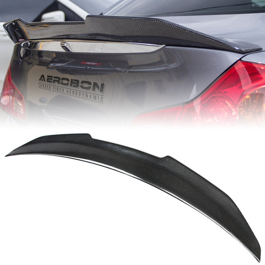 AeroBon Real Carbon Fiber Trunk Spoiler Compatible with 2007-2014 Infiniti G35, G37, G25, Q40 4-Door Sedan (H Style)