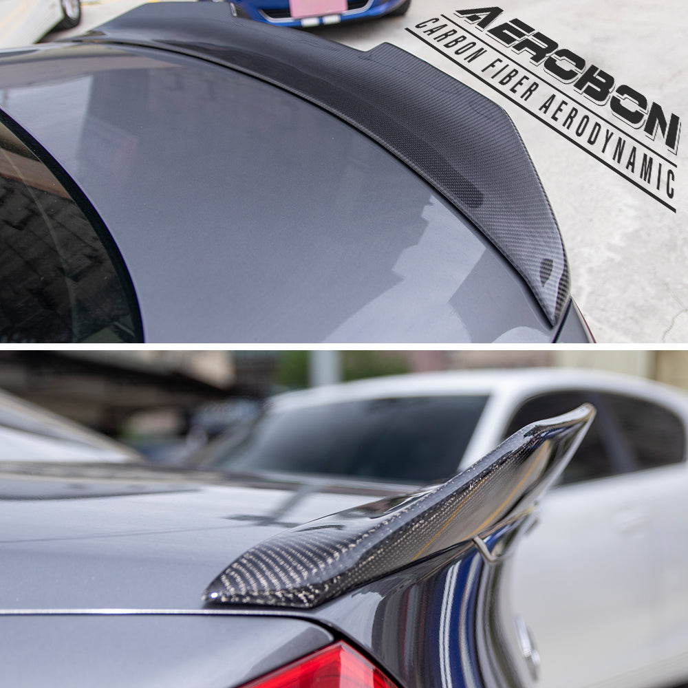 AeroBon Real Carbon Fiber Trunk Spoiler Compatible with 2007-2014 Infiniti G35, G37, G25, Q40 4-Door Sedan (H Style)