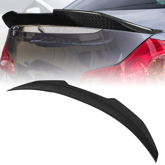 AeroBon Real Carbon Fiber Trunk Spoiler Compatible with 2007-2014 Infiniti G35, G37, G25, Q40 4-Door Sedan Spoiler (H Style) Honeycomb Weave