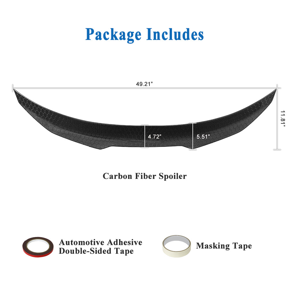 AeroBon Real Carbon Fiber Trunk Spoiler Compatible with 2007-2014 Infiniti G35, G37, G25, Q40 4-Door Sedan Spoiler (H Style) Honeycomb Weave