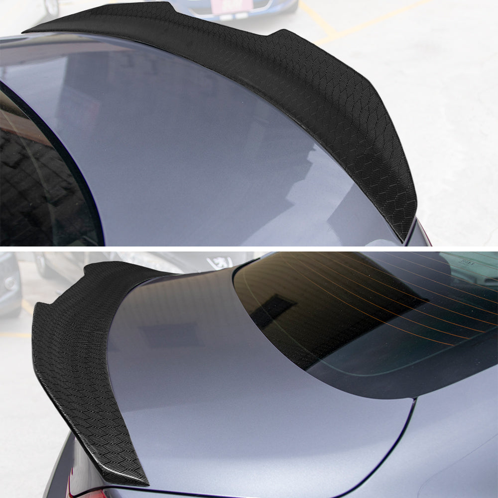 AeroBon Real Carbon Fiber Trunk Spoiler Compatible with 2007-2014 Infiniti G35, G37, G25, Q40 4-Door Sedan Spoiler (H Style) Honeycomb Weave