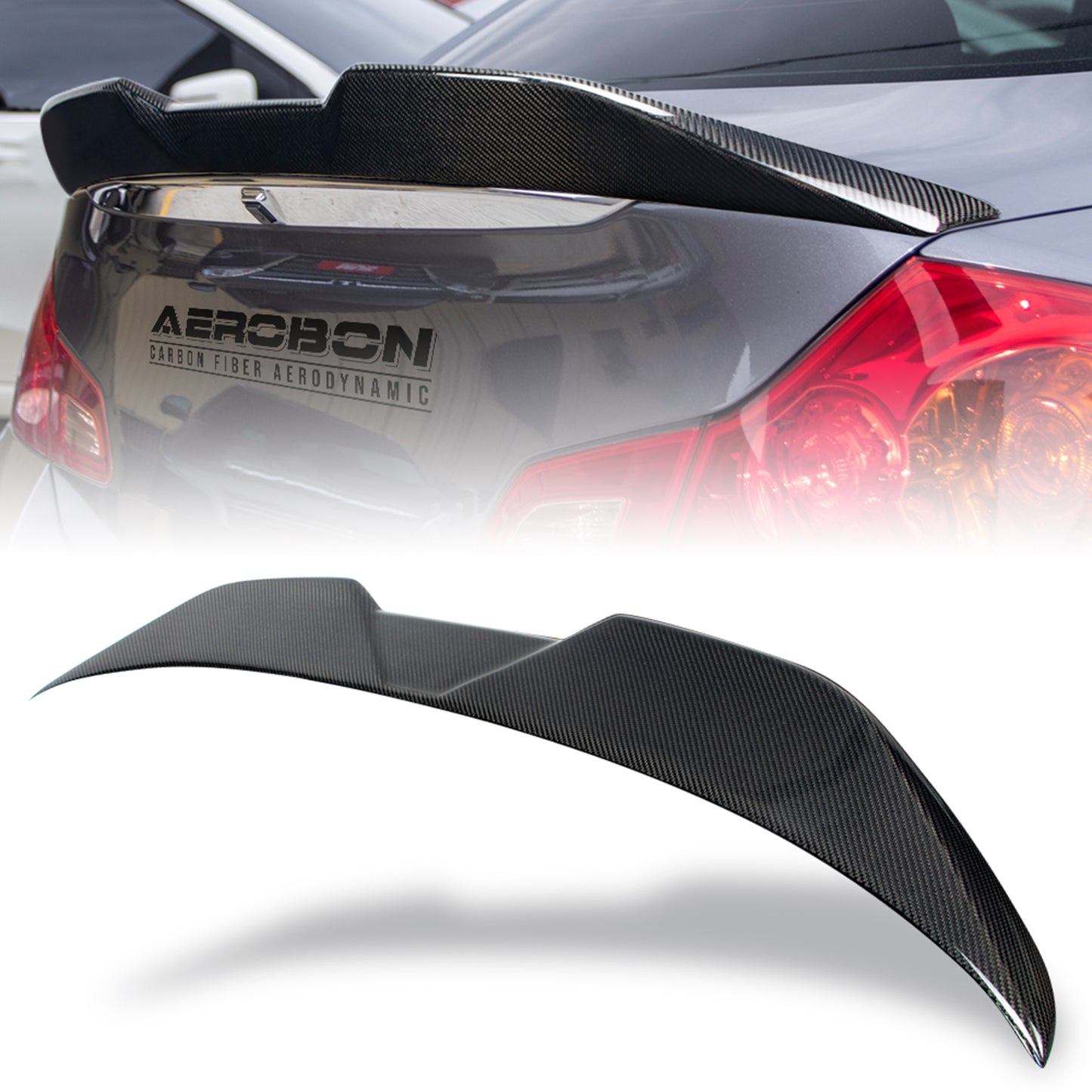 AeroBon Real Carbon Fiber Trunk Spoiler Compatible with 2007-2014 Infiniti G35, G37, G25, Q40 4-Door Sedan Rear Spoiler (MP Style) Motorsport Performance