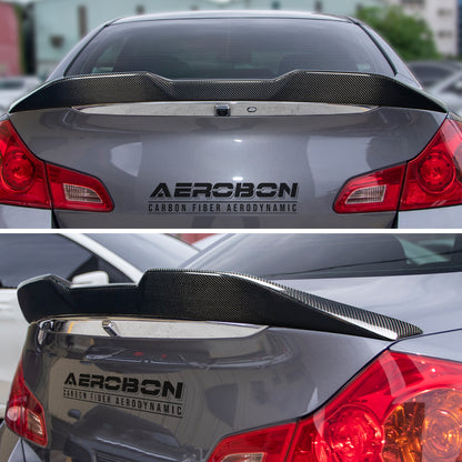 AeroBon Real Carbon Fiber Trunk Spoiler Compatible with 2007-2014 Infiniti G35, G37, G25, Q40 4-Door Sedan Rear Spoiler (MP Style) Motorsport Performance