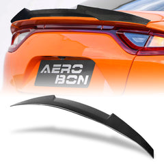 AeroBon Real Carbon Fiber Trunk Spoiler Compatible with 2018-2023 Kia Stinger Spoiler (MV Style)