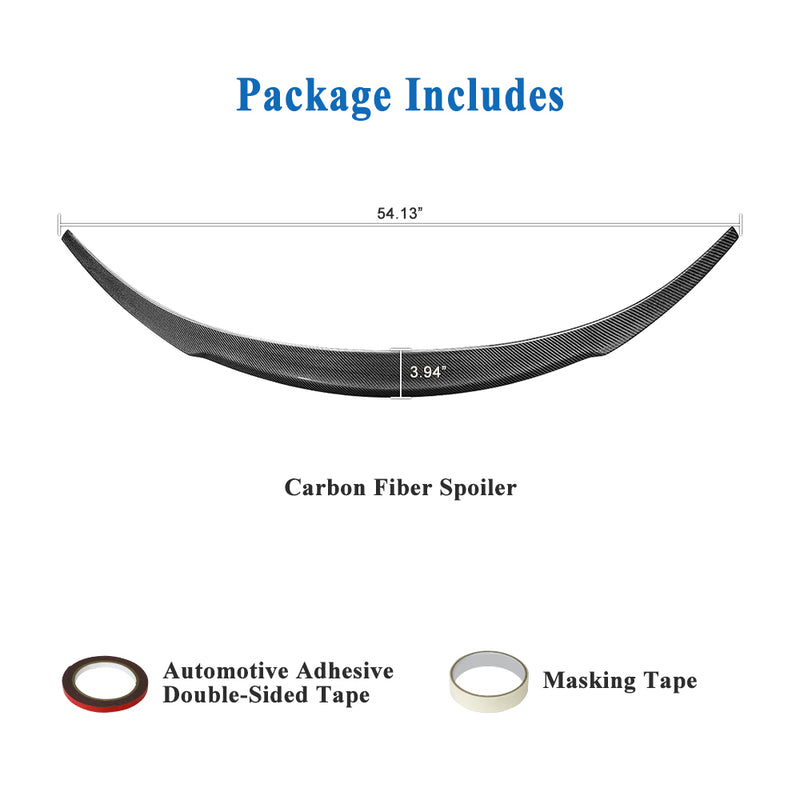 AeroBon Real Carbon Fiber Trunk Spoiler Wing Compatible with 2017-2023 Tesla Model 3 Spoiler (Rev Style)