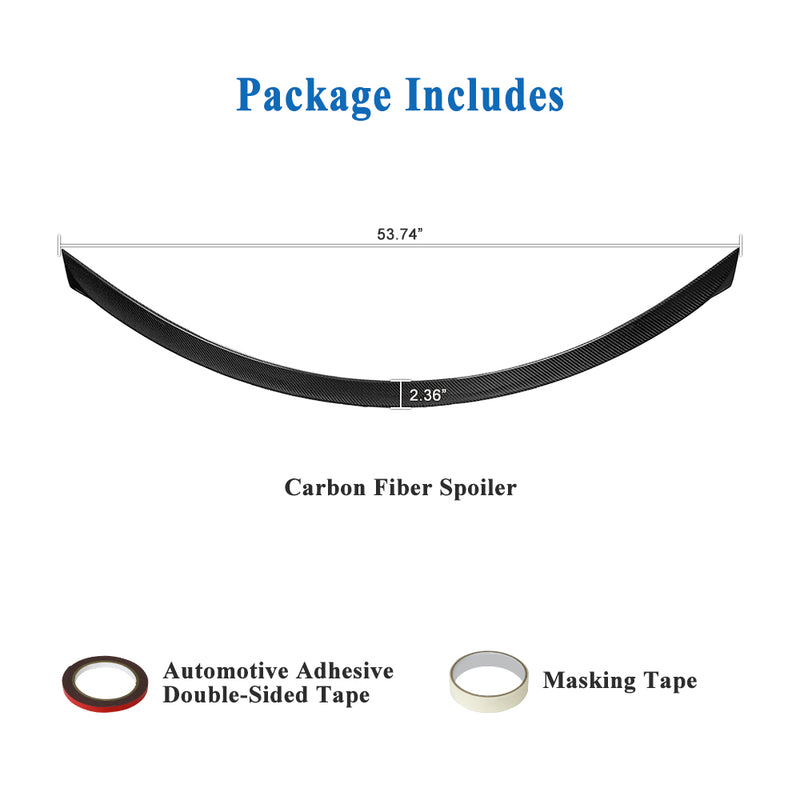 AeroBon Real Carbon Fiber Trunk Spoiler Compatible with 2012-2024 Tesla Model S Spoiler (Long Style)
