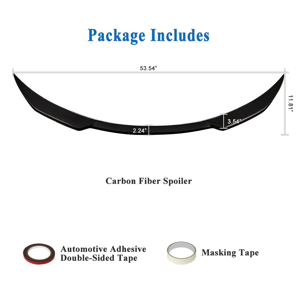 AeroBon Real Carbon Fiber Trunk Spoiler Compatible with 2012-2024 Tesla Model S Spoiler (MP Style)