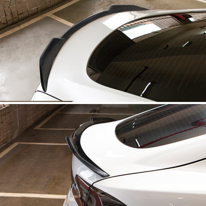 AeroBon Real Carbon Fiber Trunk Spoiler Compatible with 2012-2024 Tesla Model S Spoiler (MP Style)