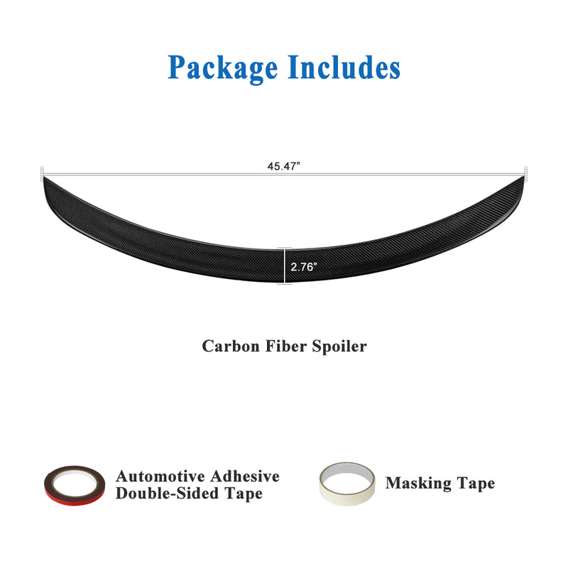 AeroBon Real Carbon Fiber Trunk Spoiler Compatible with 2012-2023 Tesla Model S Spoiler (OE Style)