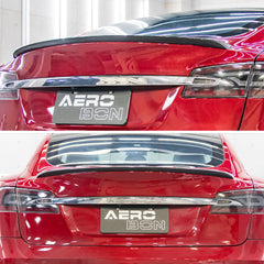 AeroBon Real Carbon Fiber Trunk Spoiler Compatible with 2012-2023 Tesla Model S Spoiler (OE Style)
