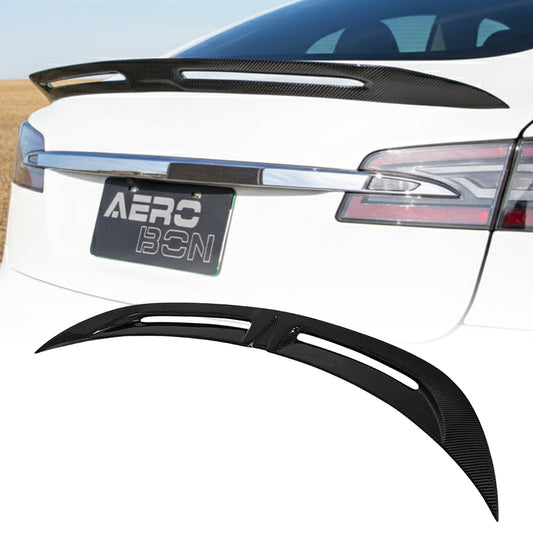 AeroBon Real Carbon Fiber Trunk Spoiler Compatible with 2012-2026 Tesla Model S Rear Spoiler (Turbo Style) Turbo Aero