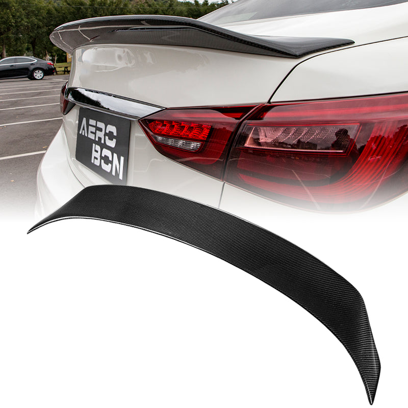 AeroBon Real Carbon Fiber Trunk Spoiler Compatible with 2014-2024 Infiniti Q50 Q50S Sedan Spoiler (AR Style)
