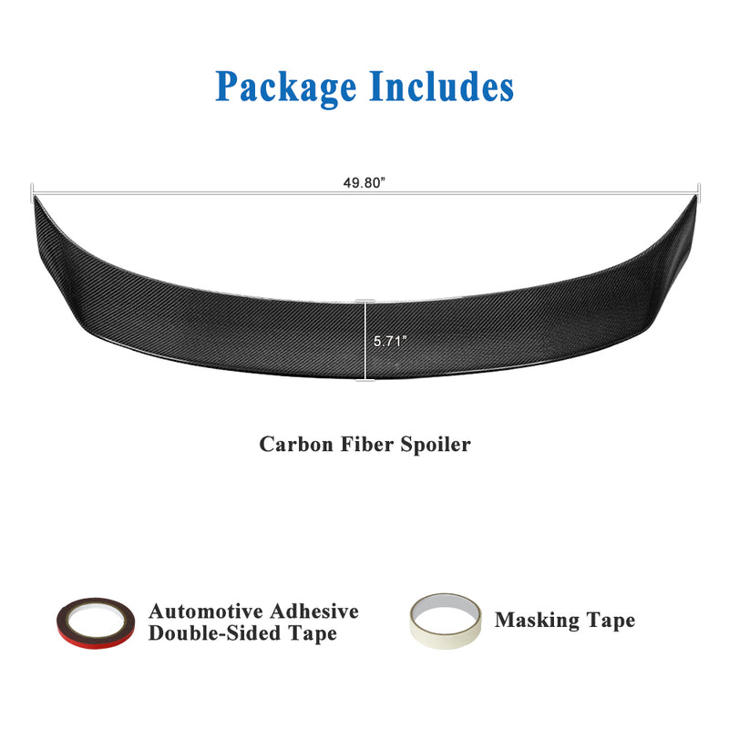 AeroBon Real Carbon Fiber Trunk Spoiler Compatible with 2014-2024 Infiniti Q50 Q50S Sedan Spoiler (AR Style)