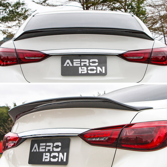 AeroBon Carbon Fiber Trunk Spoiler Q50/Q50S (2014-2024) AR - installed on vehicle