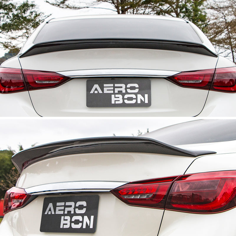 AeroBon Real Carbon Fiber Trunk Spoiler Compatible with 2014-2024 Infiniti Q50 Q50S Sedan Spoiler (AR Style)