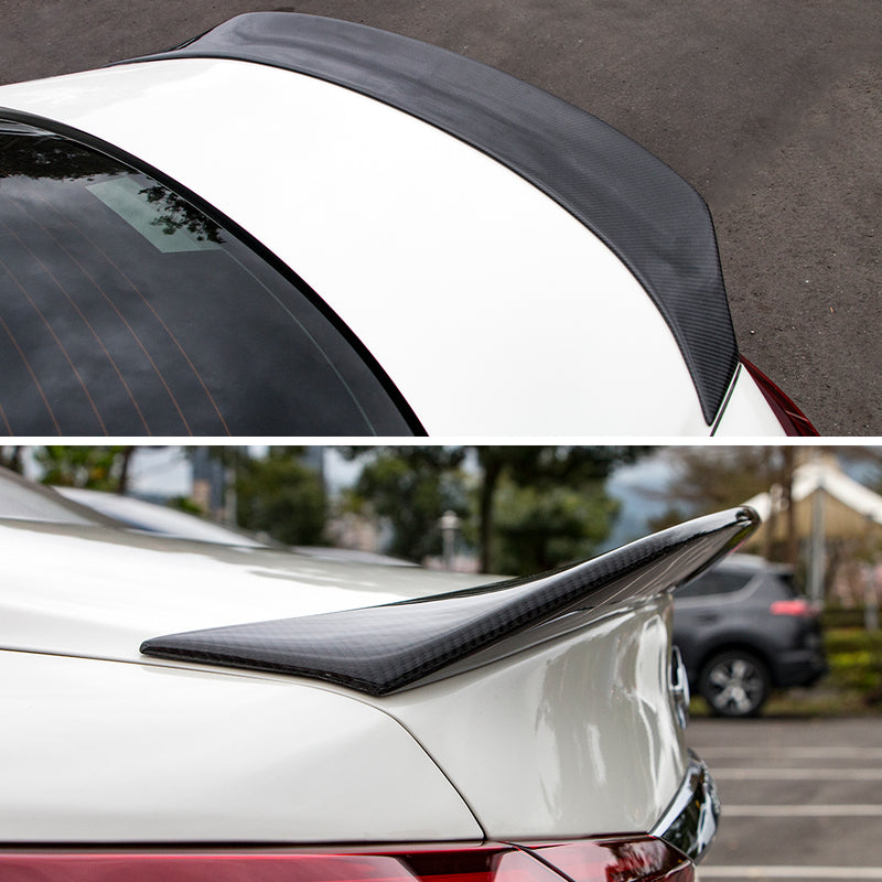 AeroBon Real Carbon Fiber Trunk Spoiler Compatible with 2014-2024 Infiniti Q50 Q50S Sedan Spoiler (AR Style)