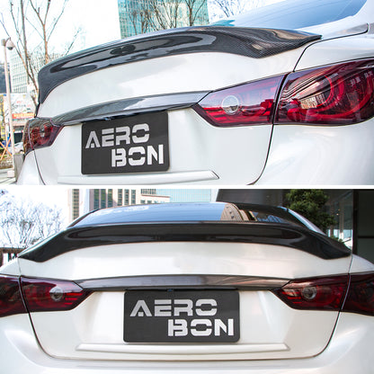 AeroBon Real Carbon Fiber Trunk Spoiler Wing Compatible with 2014-2024 Infiniti Q50 Q50S Rear Spoiler (AS Style) Aero Sharp