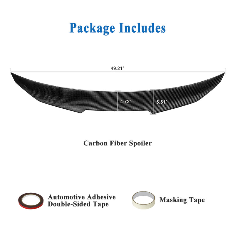 AeroBon Real Carbon Fiber Trunk Spoiler Wing Compatible with 2014-2024 Infiniti Q50 Q50S Sedan (H Style) High Kick