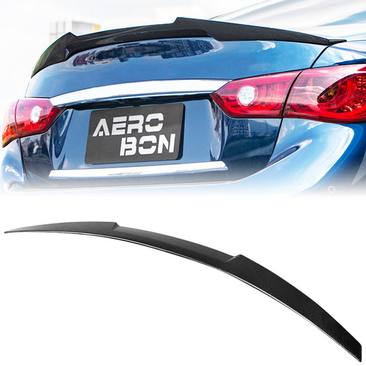 AeroBon Real Carbon Fiber Trunk Spoiler Compatible with 2014-2024 Infiniti Q50 Q50S Rear Spoiler (MV Style) Motorsport Version