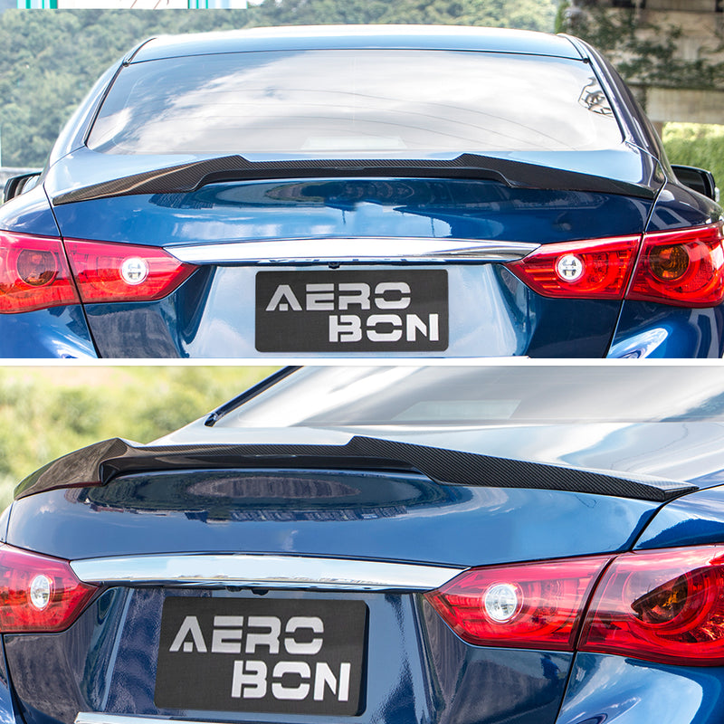AeroBon Real Carbon Fiber Trunk Spoiler Compatible with 2014-2024 Infiniti Q50 Q50S Rear Spoiler (MV Style) Motorsport Version