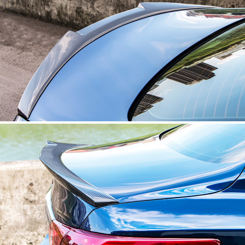 AeroBon Real Carbon Fiber Trunk Spoiler Compatible with 2014-2024 Infiniti Q50 Q50S Rear Spoiler (MV Style) Motorsport Version