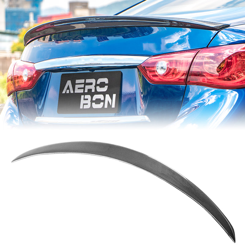 AeroBon Real Carbon Fiber Trunk Spoiler Compatible with 2014-2024 Infiniti Q50 Q50S Rear Spoiler (PA Style) Pureline Aero