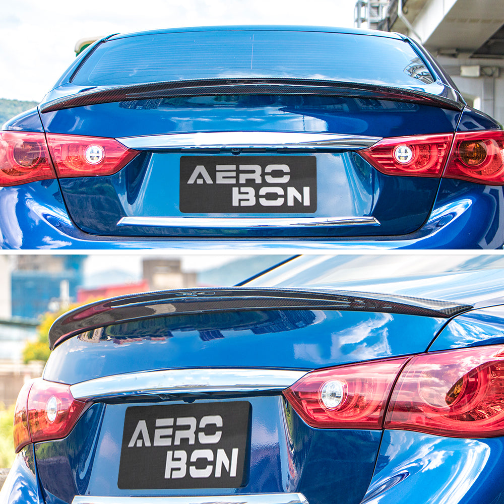 AeroBon Real Carbon Fiber Trunk Spoiler Compatible with 2014-2024 Infiniti Q50 Q50S Rear Spoiler (PA Style) Pureline Aero