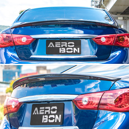 AeroBon Real Carbon Fiber Trunk Spoiler Compatible with 2014-2024 Infiniti Q50 Q50S Rear Spoiler (PA Style) Pureline Aero