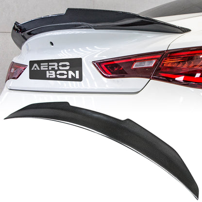 AeroBon Real Carbon Fiber Trunk Spoiler Compatible with 2017-2023 Infiniti Q60 Q60S Coupe Spoiler (H Style) High Kick