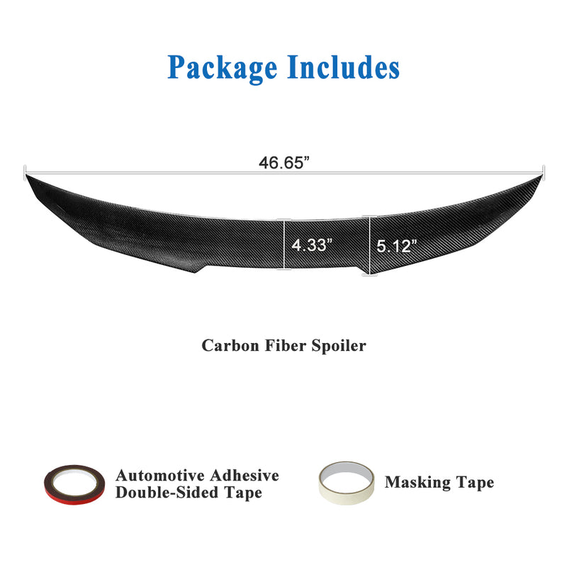 AeroBon Real Carbon Fiber Trunk Spoiler Compatible with 2017-2023 Infiniti Q60 Q60S Coupe Spoiler (H Style) High Kick