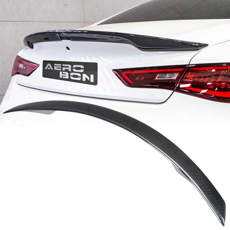 AeroBon Real Carbon Fiber Trunk Spoiler Compatible with 2017-2023 Infiniti Q60 Q60S Coupe Spoiler (JP Style)