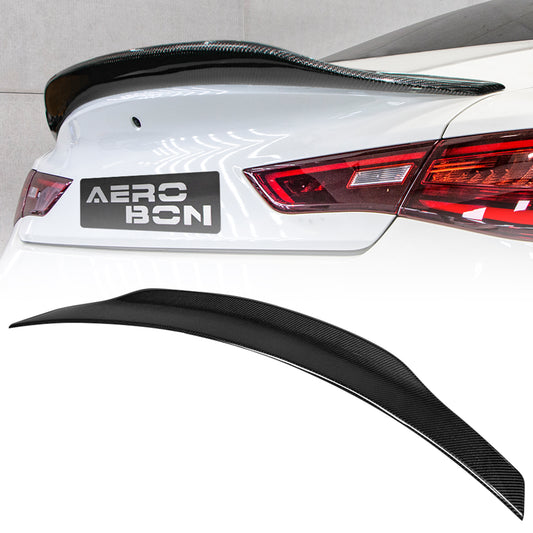 AeroBon Real Carbon Fiber Trunk Spoiler Compatible with 2017-2023 Infiniti Q60 Q60S Coupe Spoiler (SP Style) Sport Plus